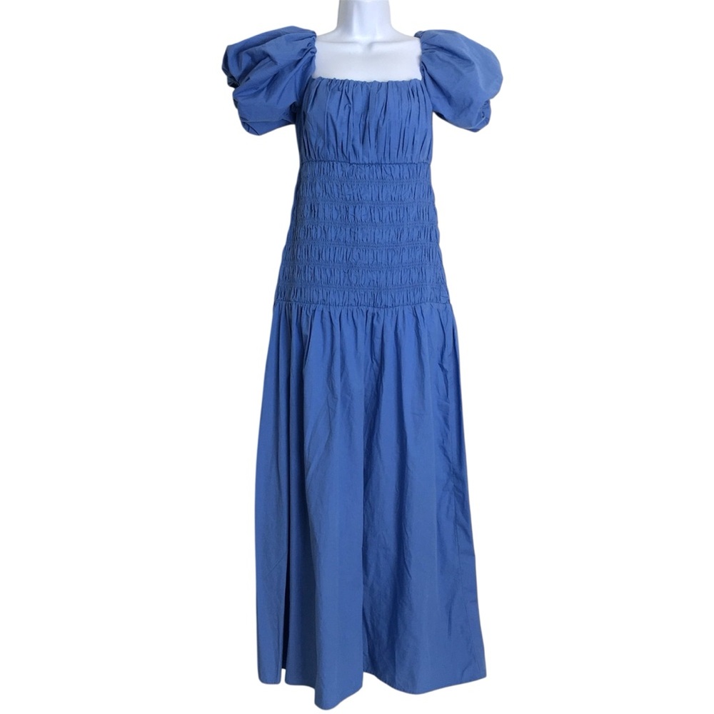 Abercrombie & Fitch Smocked Drop Waist Maxi Dress Puff Sleeve Event Holiday NWT - Picture 2 of 8